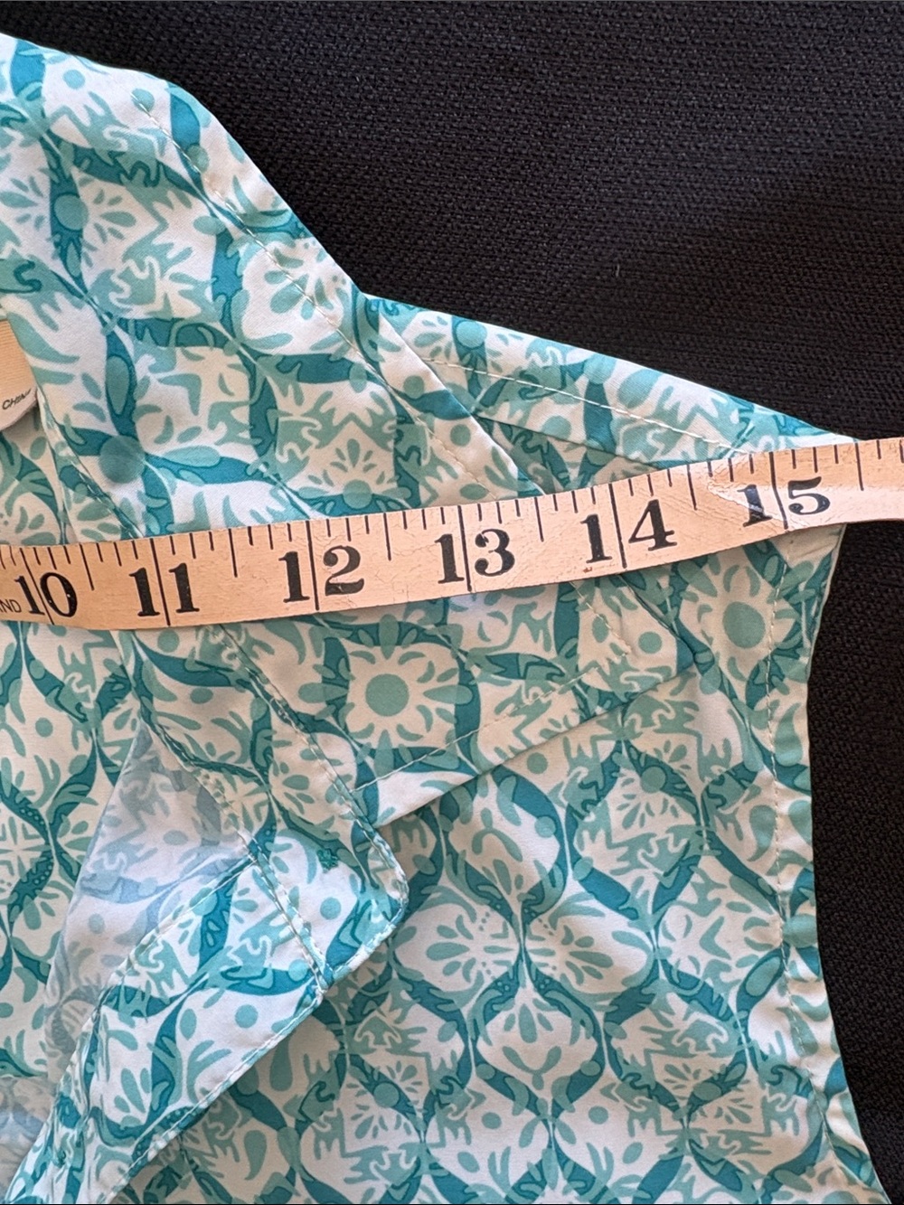 Ascend Teal and White Sleeveless Collared Blouse - Picture 6 of 13